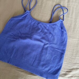 Blue Ribbed Women's Top
